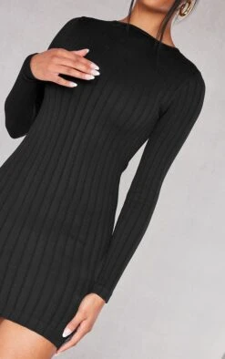 Black Structured Contour Rib Long Sleeve Bodycon Dress -Cheap Dress Store 5dc74d146682b6e3434dbaa2b97ac5ac95f4c772 cnb3603 4
