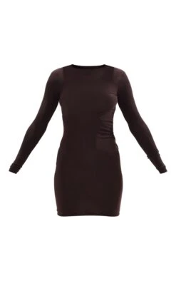 Chocolate Slinky Cut Out Tie Back Detail Bodycon Dress -Cheap Dress Store 5ea6f67e55c8bf3588ac35882c3d2bbba5689bc4 cnd0327 5