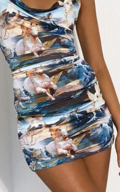 Blue Cherub Print Strappy Ruched Bodycon Dress -Cheap Dress Store 5edebff32b4bd5b9800aca5d45b0312a6ba8a2e0 cmm3646 4