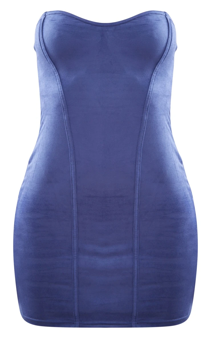 Blue Faux Suede Bandeau Bodycon Dress 7 Blue Faux Suede Bandeau Bodycon Dress - Image 5
