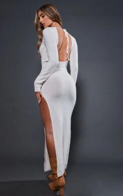 Cream Luxe Open Back Knit Maxi Dress