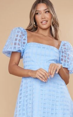 Baby Blue Oversized Gingham Puff Sleeve Shift Dress -Cheap Dress Store 6800fb25080e6ffcd5635fa38577e13e2773b95f cne2996 4