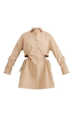 Stone Cut Out Ruched Waist Detail Shirt Dress -Cheap Dress Store 699bdcd602fd264b984728ece27d914927986cfb cnd4384 5