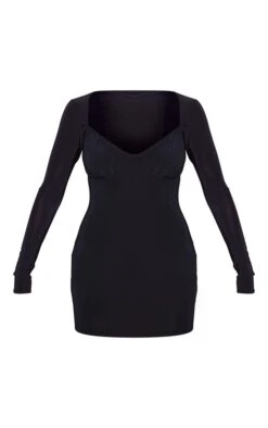 Black Slinky Ruched Bust Long Sleeve Bodycon Dress -Cheap Dress Store 6af8a7f7ddedfd23cdbb3cd42c52e33305921926 cnd2297 5
