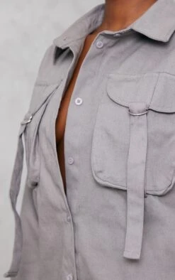 Charcoal Cargo Pocket Buckle Detail Shirt Dress -Cheap Dress Store 6c1d2377557be64e97f7071f1c22a46ed42501c4 cnb9653 4