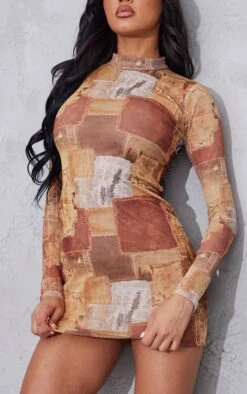 Brown Denim Print Ruched Sleeve Mesh Bodycon Dress 10 Brown Denim Print Ruched Sleeve Mesh Bodycon Dress -Cheap Dress Store 6e5d02bd95b5a61dd012fc0c3af7584d95ec2541 cnd1335 4