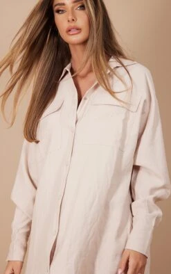 Stone Oversized Popper Detail Shirt Dress -Cheap Dress Store 71f0f16a37d6ceee23f2703ee99bf10adc9ff3dc cnc6999 4