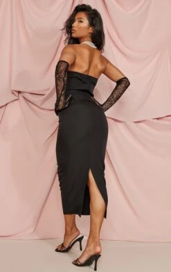 Black Extreme V Bar Satin Pleated Bust Detail Midaxi Dress -Cheap Dress Store 73e22287166c765155678e607c62f849df13ada2 cnc7788 2