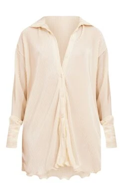 Cream Plisse Frill Hem Shirt Dress -Cheap Dress Store 74f03ea20ad8b6b317c91e991efa019af165f39d cmy2176 6