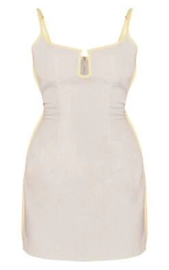 Stone Linen Look V Bar Contrast Seam Strappy Bodycon Dress -Cheap Dress Store 7592481082c9885c7ffeb9ee6ea4376cbb2c7ab5 cne1386 5