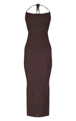 Chocolate Brown Textured Cowl Tie Back Ruched Bum Midaxi Dress -Cheap Dress Store 767468b7c3d4b3504bfdb63845907c641eab69ec cnd7623 5