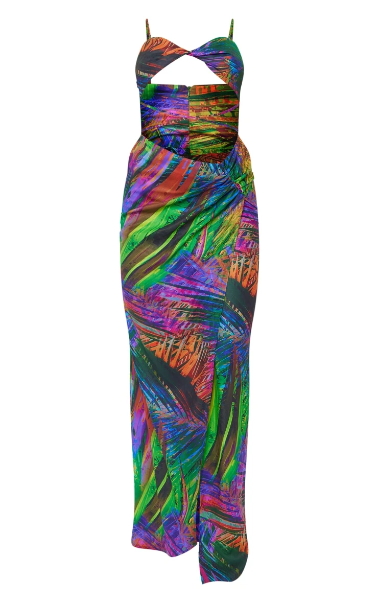 Multi Tropical Print Twist Detail Cut Out Strappy Maxi Dress 7 Multi Tropical Print Twist Detail Cut Out Strappy Maxi Dress - Image 5