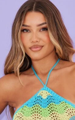 Blue Wave Knit Halter Tie Crochet Dress -Cheap Dress Store 77c098d58dcdeeac90a891d37f4f11a727d915fd cnc6511 4