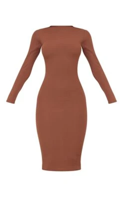 Chocolate Basic Ribbed Long Sleeve Midi Dress -Cheap Dress Store 7929417b26c067264b9ad9e0b0e788f94f3335d4 cmo8126 6