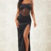 Black Satin Lace Insert Strappy Split Detail Midaxi Dress -Cheap Dress Store 7c81df7a97c4bc8d0dd00cb84346f56e6b4feb5c cne2683 1