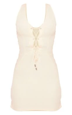 Cream Woven Lace Up Detail Strappy Bodycon Dress -Cheap Dress Store 7c96dfedf825ba0b66eefd268ad35f1b065f3ecb cnd2195 5