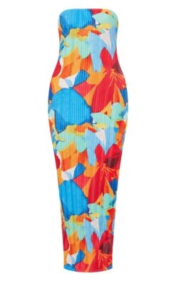 Multi Floral Abstract Print Plisse Bandeau Cowl Back Maxi Dress -Cheap Dress Store 813ffd336311abb3f55c00490a6ac2907f3d00ea cne8712 5