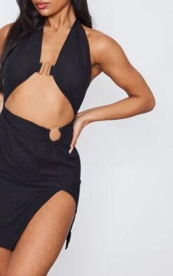 Black Linen Look Trim Detail Halterneck Cut Out Bodycon Dress -Cheap Dress Store 8276f7348866c41ba2441a4a64d3bfc3eeabc827 cnd5907 4