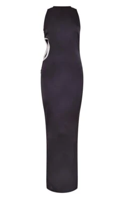 Black Satin Embellished Side Cut Out Detail Maxi Dress -Cheap Dress Store 828f05a1c4974f5099b403aa3a094dde8ad921dc cne1407 5