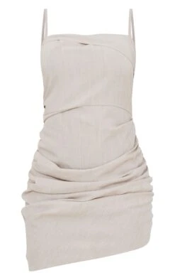 Stone Linen Look Fold Over Ruched Bodycon Dress -Cheap Dress Store 853314da4bfa78c4999283281fe9d2ef2d19d9dc cnd2223 5