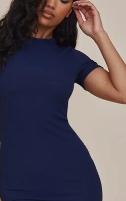 Navy Ribbed Crew Neck Midi Dress -Cheap Dress Store 868a29973335b82f9c43655c86a02770a9f46577 cnc8354 4