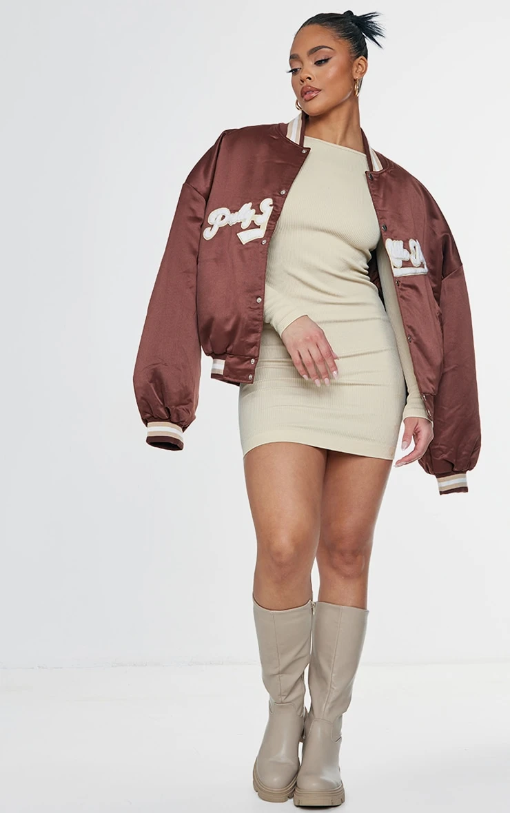 Desert Sand Structured Contour Rib Ruched Bodycon Dress 5 Desert Sand Structured Contour Rib Ruched Bodycon Dress - Image 3