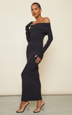 Black Fold Detail Ruched Sleeve Maxi Dress -Cheap Dress Store 88e4cfb4410380166476be1c43803905010f52a0 cnd0009 3