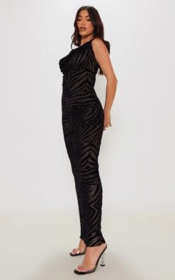 Black Zebra Flocked Sheer Knot Detail Maxi Dress -Cheap Dress Store 8efd6c4128f2b4005531463c7e0a3a85282243d4 cnd0599 3