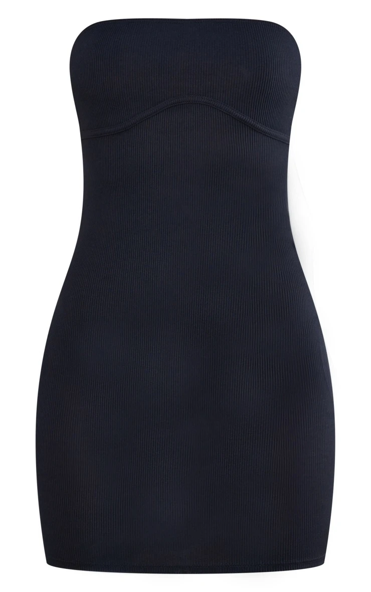 Black Ribbed Bandeau Underbust Detail Bodycon Dress 7 Black Ribbed Bandeau Underbust Detail Bodycon Dress - Image 5