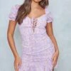 Lilac Ditsy Floral Print Ruched Puff Sleeve Bodycon Dress -Cheap Dress Store 9101a767db3b1d630f47363cd13d7f2c31180130 cnc9050 1