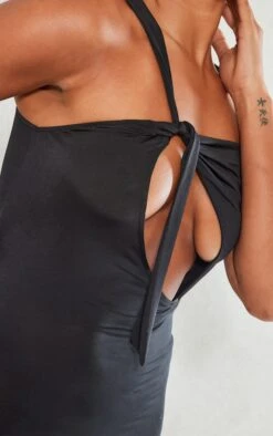 Black Slinky Asymmetric Strap Knot Detail Midaxi Dress -Cheap Dress Store 91fb7715ab6aaae9e601a4cd78389d5966e16798 cne1452 4