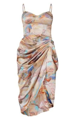 Multi Marble Print Satin Ruched Skirt Corset Detail Midi Dress -Cheap Dress Store 93837f4a2d00a15d82cacf16f90cd44f876c3fc5 cmr2148 6