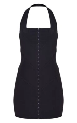 Black Stretch Woven Hook & Eye Detail Halter Bodycon Dress -Cheap Dress Store 957c7ec4b7a7cac4739e8c2b9d4c159f920c3382 cnd5852 5