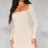 Stone Rib Extreme Square Neck Bodycon Dress