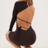 Chocolate Slinky Cut Out Tie Back Detail Bodycon Dress -Cheap Dress Store 9d3ec161e093e8056a607c689b57bfc2028d7e16 cnd0327 1