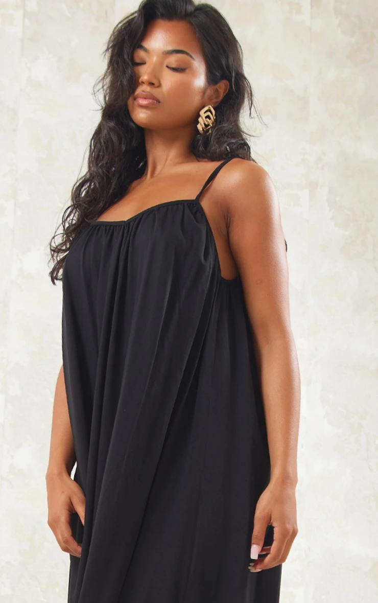 Black Strappy Pleated Tier Maxi Dress 5 Black Strappy Pleated Tier Maxi Dress - Image 3