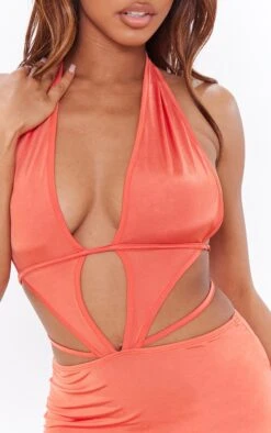 Orange Slinky Halter Tie Back Detail Bodycon Dress -Cheap Dress Store a0eaf00851543c34f784e8902711fc614c0c36c4 cnd2265 4