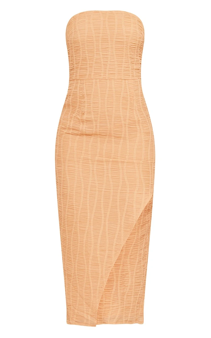Tangerine Textured Chiffon Bandeau Split Detail Midi Dress 7 Tangerine Textured Chiffon Bandeau Split Detail Midi Dress - Image 5