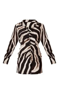 Monochrome Zebra Print Long Sleeve Shirt Dress -Cheap Dress Store a1b2e00514769d877a431b92aef5c7d84a5533f5 cmw9265 6