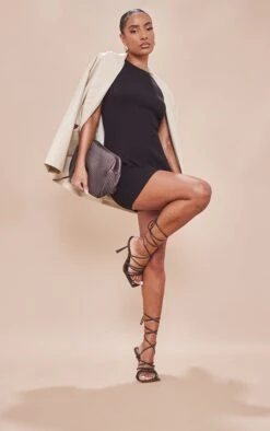 Black Basic Knitted Bodycon Dress