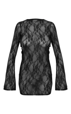 Black Sheer Lace Cowl Back Long Sleeve Bodycon Dress -Cheap Dress Store a213c7ccee98e6d2626ba49cb0b4578eea5f3ca1 cne3797 5