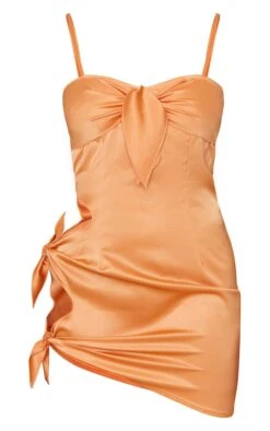 Orange Satin Tie Detail Cut Out Strappy Bodycon Dress -Cheap Dress Store a305c2874ffd071bb84beaf5a4e9f8d972b5fc49 cnd5918 5