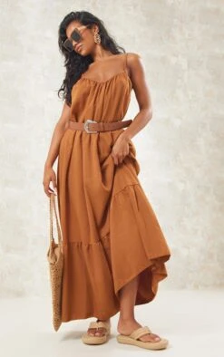 Rust Strappy Pleated Tier Maxi Dress -Cheap Dress Store a6160630d8ae7c1490642b1c14549ca33164682c cne1533 1