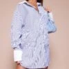 Blue Stripe Contrast Collar Oversized Shirt Dress -Cheap Dress Store a66ebdcd9ee87900a6ececf63a9f7c7c5c395635 cnd1234 1