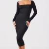 Black Square Neck Long Sleeve Midaxi Dress -Cheap Dress Store a7547ff93b5b0f2d51f890eb55a536be01d917af clv3170 1
