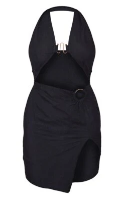 Black Linen Look Trim Detail Halterneck Cut Out Bodycon Dress -Cheap Dress Store a787df53c2ee459332affbf5e7a9d8187317a232 cnd5907 5