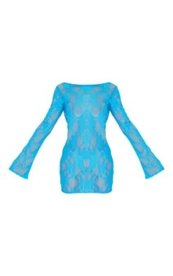 Blue Sheer Lace Cowl Back Long Sleeve Bodycon Dress -Cheap Dress Store a94de09ab74fe4a811de34f9ebb1943fd52ec008 cne1409 5