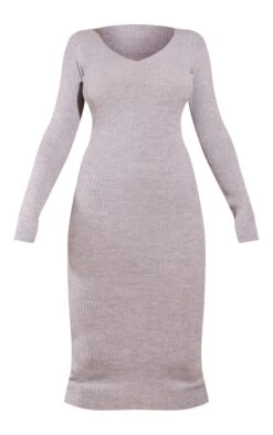 Grey V Neck Knit Midi Dress -Cheap Dress Store aa5f675ceaea4f85bd528a1dbc68c73568e5e9b7 cmu0225 5