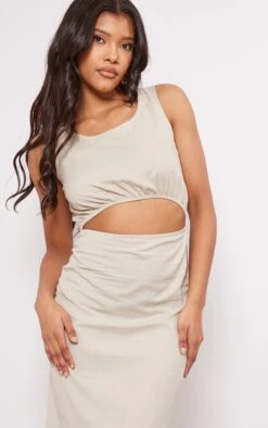 Stone Linen Look Racer Cut Out Maxi Dress -Cheap Dress Store ab9ee1ce4d24c0ebfc67a4f175f9beeecd884843 cnd8926 4