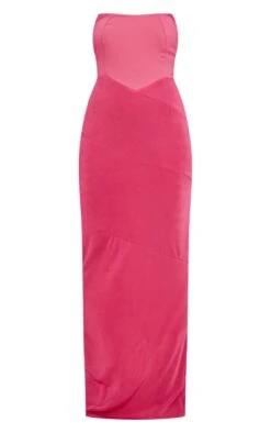 Hot Pink Acetate Slinky Contrast Bandeau Maxi Dress -Cheap Dress Store ac8052380b8e74590cc5457ac3f8d62601b01732 cnd9432 5